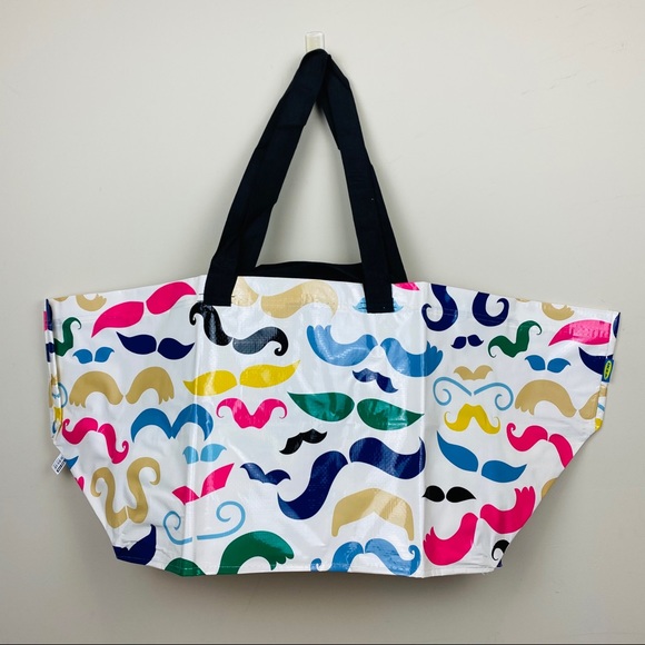 IKEA | BANGLIG 2401 OZ Mustache Design LARGE Tote - Picture 3 of 9